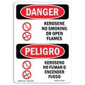 Signmission OSHA Sign, Kerosene No Smoking Or Open Flames Bilingual, 10in X 7in Alum, 7" W, 10" L, Spanish OS-DS-A-710-VS-1404